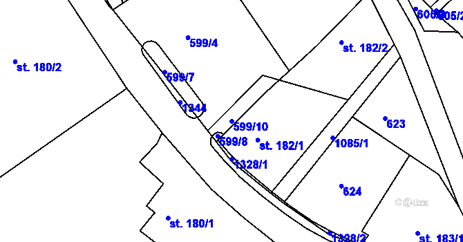 Parcela st. 599/10 v KÚ Harrachov, Katastrální mapa