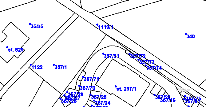 Parcela st. 357/51 v KÚ Harrachov, Katastrální mapa