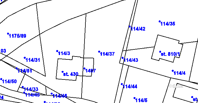 Parcela st. 114/37 v KÚ Harrachov, Katastrální mapa