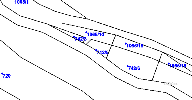 Parcela st. 742/5 v KÚ Harrachov, Katastrální mapa
