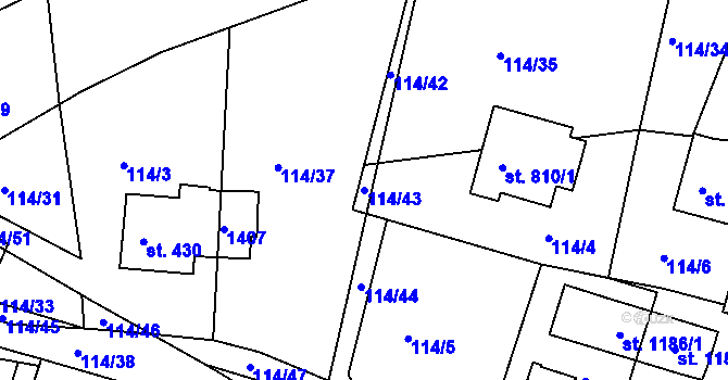 Parcela st. 114/43 v KÚ Harrachov, Katastrální mapa