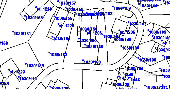 Parcela st. 1030/149 v KÚ Harrachov, Katastrální mapa