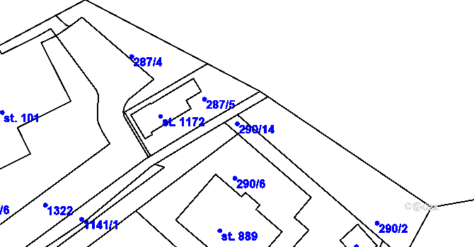 Parcela st. 290/14 v KÚ Harrachov, Katastrální mapa