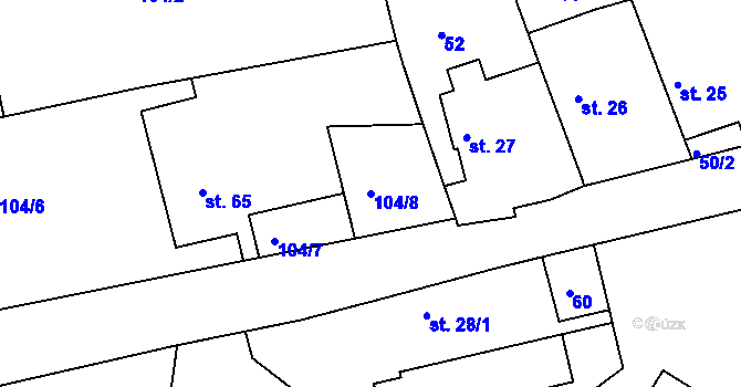 Parcela st. 104/8 v KÚ Hartinkov, Katastrální mapa