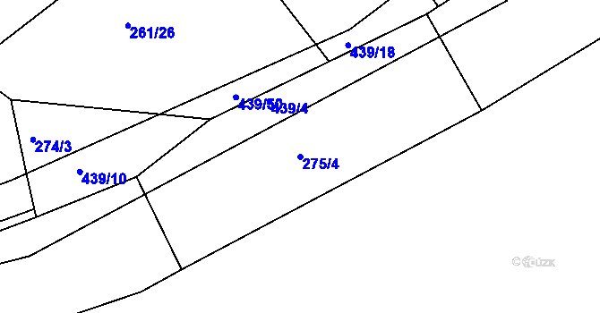 Parcela st. 275/4 v KÚ Hartinkov, Katastrální mapa