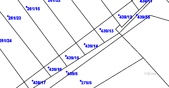 Parcela st. 439/14 v KÚ Hartinkov, Katastrální mapa