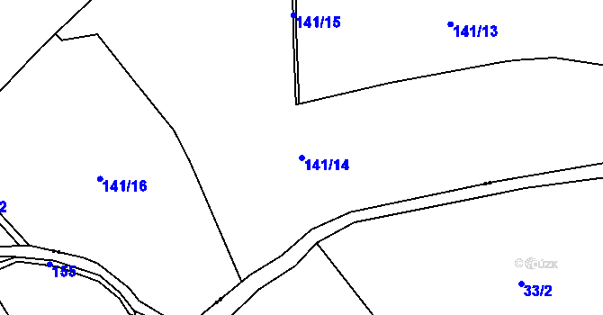 Parcela st. 141/14 v KÚ Dolejší Těšov, Katastrální mapa