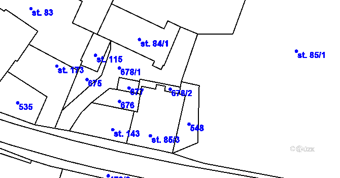 Parcela st. 678/2 v KÚ Hartmanice I, Katastrální mapa