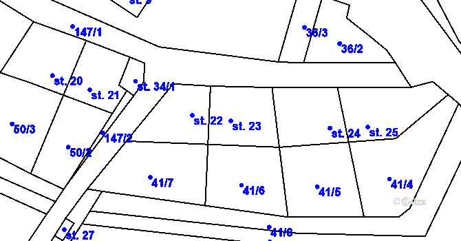 Parcela st. 23 v KÚ Hořejší Krušec, Katastrální mapa
