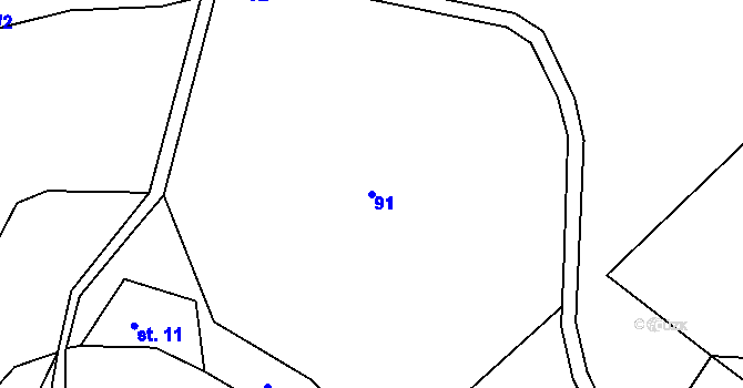 Parcela st. 91 v KÚ Hořejší Krušec, Katastrální mapa