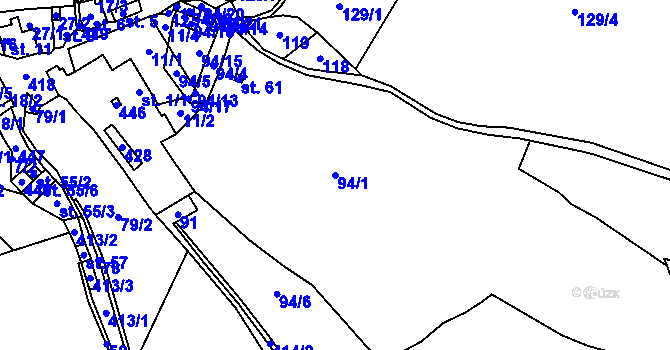 Parcela st. 94/1 v KÚ Hořejší Těšov, Katastrální mapa