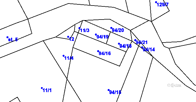 Parcela st. 94/16 v KÚ Hořejší Těšov, Katastrální mapa