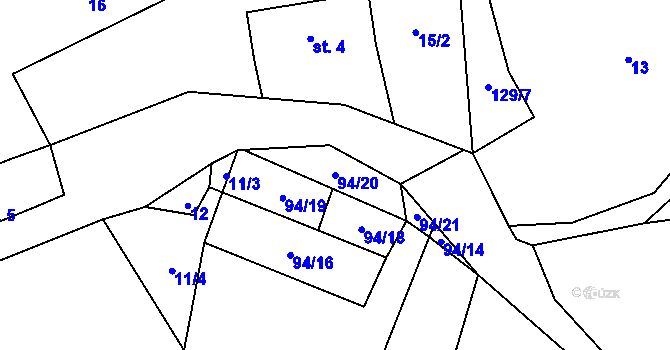Parcela st. 94/20 v KÚ Hořejší Těšov, Katastrální mapa