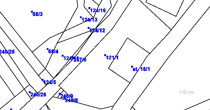 Parcela st. 121/1 v KÚ Chlum u Hartmanic, Katastrální mapa