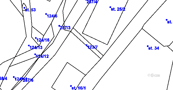 Parcela st. 123/7 v KÚ Chlum u Hartmanic, Katastrální mapa