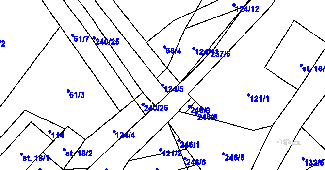 Parcela st. 124/5 v KÚ Chlum u Hartmanic, Katastrální mapa