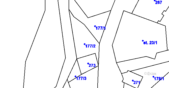 Parcela st. 177/2 v KÚ Chlum u Hartmanic, Katastrální mapa