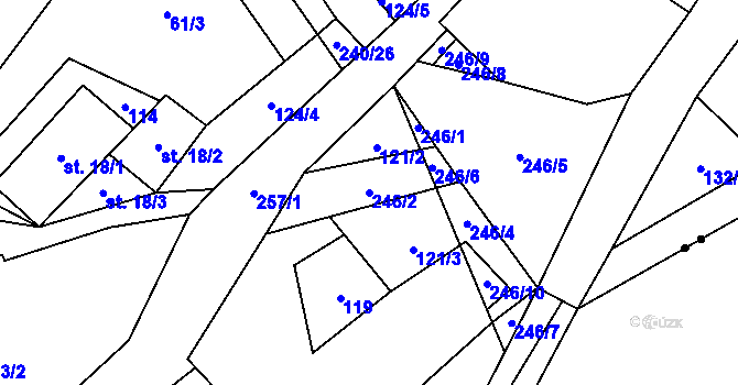 Parcela st. 246/2 v KÚ Chlum u Hartmanic, Katastrální mapa