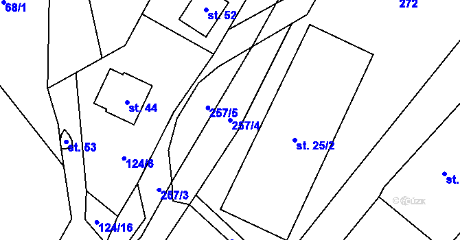 Parcela st. 257/4 v KÚ Chlum u Hartmanic, Katastrální mapa