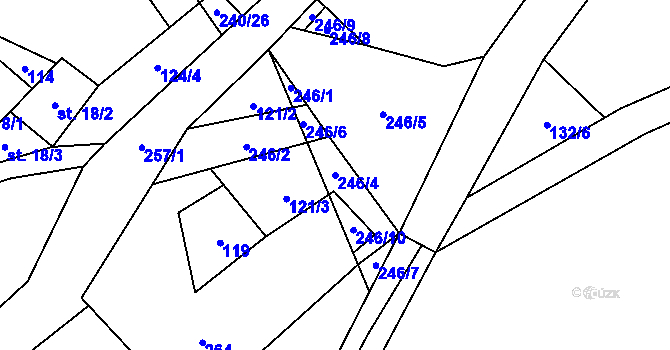 Parcela st. 246/4 v KÚ Chlum u Hartmanic, Katastrální mapa