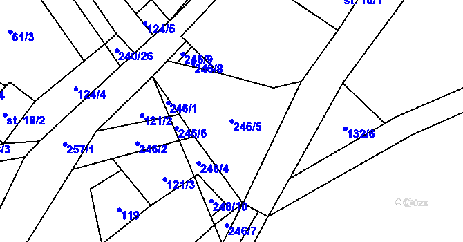 Parcela st. 246/5 v KÚ Chlum u Hartmanic, Katastrální mapa