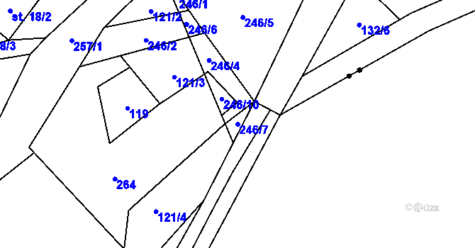 Parcela st. 246/7 v KÚ Chlum u Hartmanic, Katastrální mapa