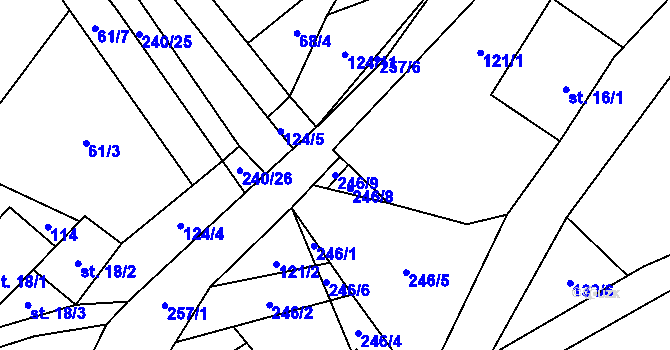 Parcela st. 246/9 v KÚ Chlum u Hartmanic, Katastrální mapa
