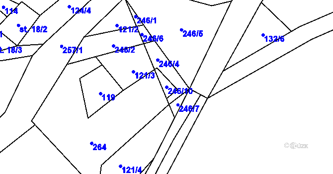 Parcela st. 246/10 v KÚ Chlum u Hartmanic, Katastrální mapa