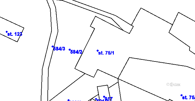 Parcela st. 75/1 v KÚ Kochánov II, Katastrální mapa