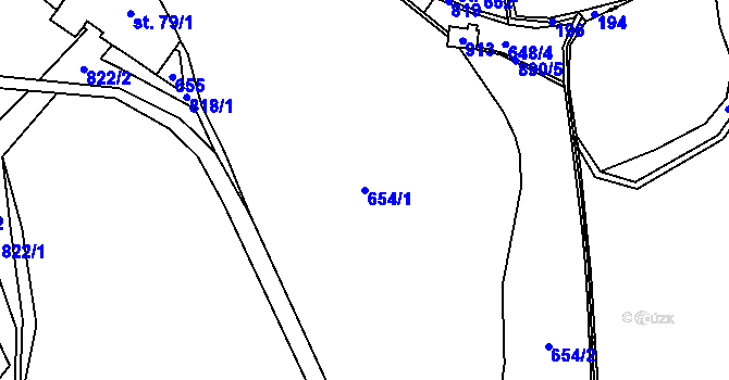 Parcela st. 654/1 v KÚ Kochánov II, Katastrální mapa
