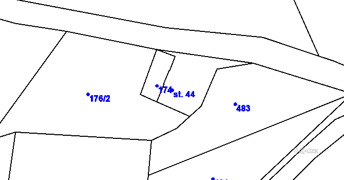 Parcela st. 44 v KÚ Kundratice I, Katastrální mapa