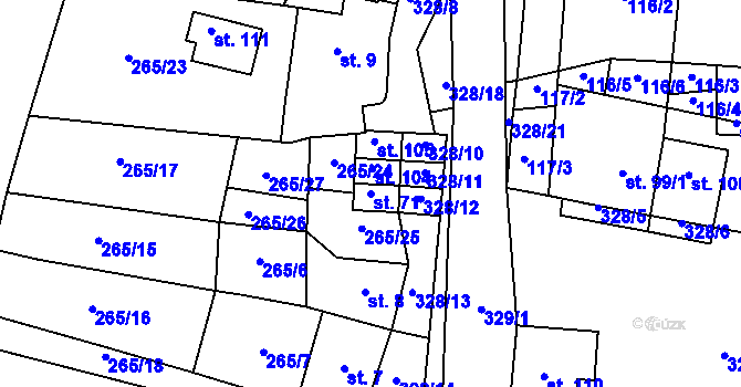 Parcela st. 71 v KÚ Kundratice I, Katastrální mapa
