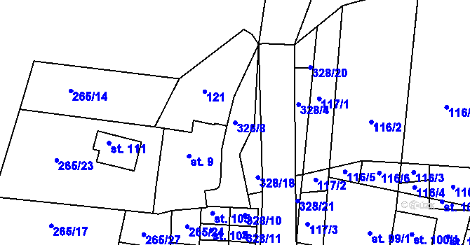 Parcela st. 328/8 v KÚ Kundratice I, Katastrální mapa