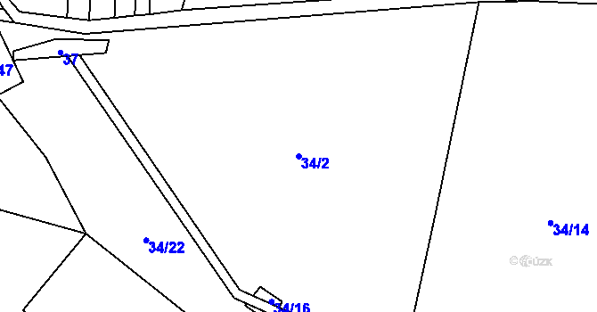 Parcela st. 34/2 v KÚ Loučová, Katastrální mapa