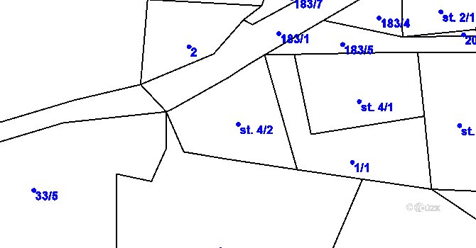 Parcela st. 4/2 v KÚ Mochov u Hartmanic, Katastrální mapa
