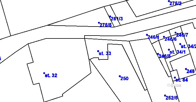 Parcela st. 33 v KÚ Dolejší Krušec, Katastrální mapa