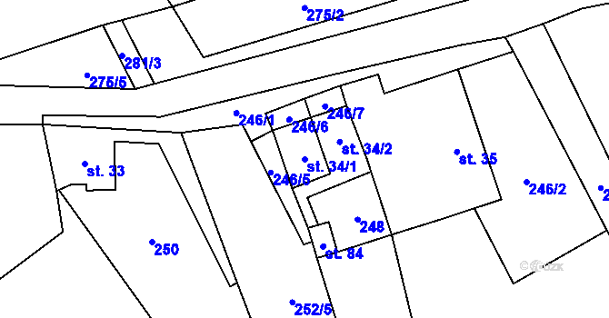 Parcela st. 34/1 v KÚ Dolejší Krušec, Katastrální mapa