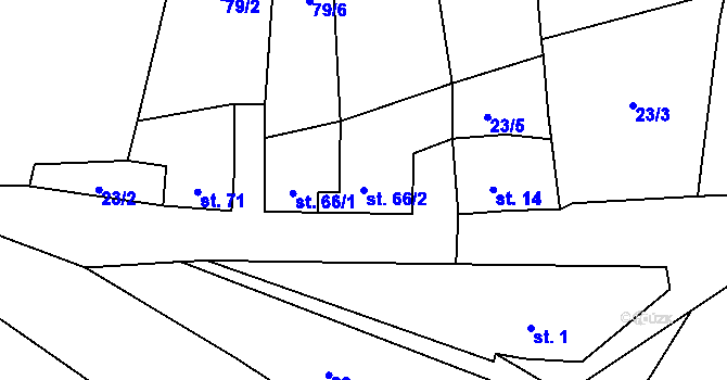Parcela st. 66/2 v KÚ Dolejší Krušec, Katastrální mapa