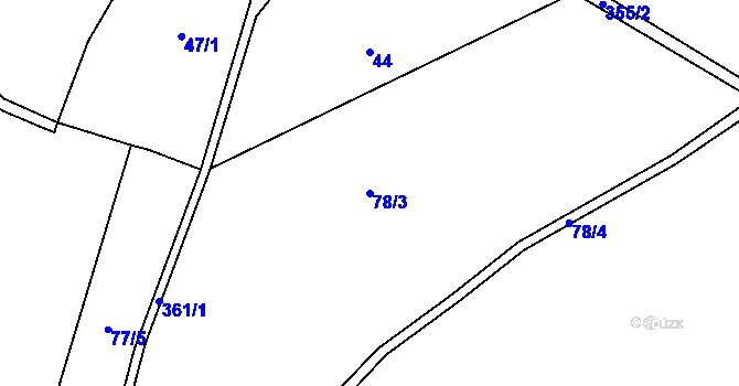 Parcela st. 78/3 v KÚ Dolejší Krušec, Katastrální mapa
