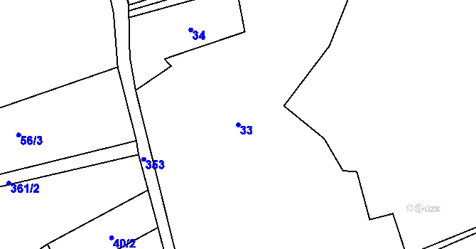 Parcela st. 33 v KÚ Dolejší Krušec, Katastrální mapa