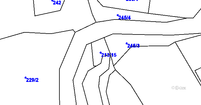 Parcela st. 213/15 v KÚ Dolejší Krušec, Katastrální mapa