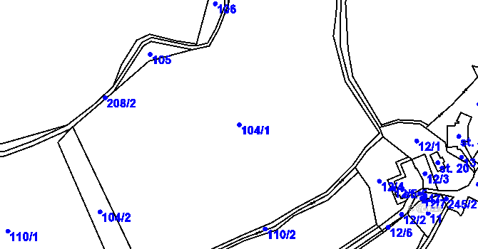 Parcela st. 104/1 v KÚ Štěpanice, Katastrální mapa