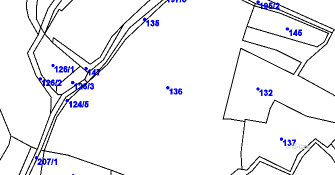 Parcela st. 136 v KÚ Štěpanice, Katastrální mapa