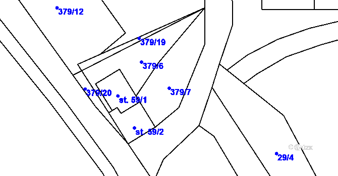 Parcela st. 379/7 v KÚ Štěpanice, Katastrální mapa