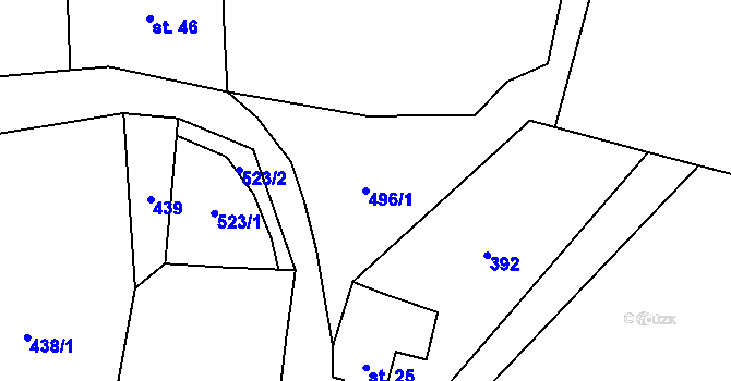 Parcela st. 496/1 v KÚ Štěpanice, Katastrální mapa
