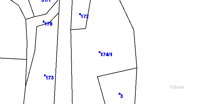 Parcela st. 174/1 v KÚ Bezděkov u Hartmanic, Katastrální mapa