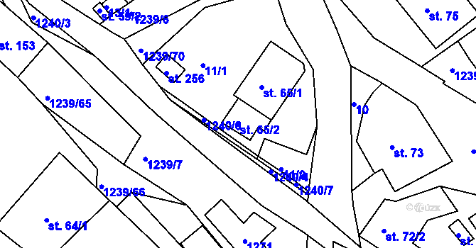 Parcela st. 65/2 v KÚ Hartmanice u Poličky, Katastrální mapa