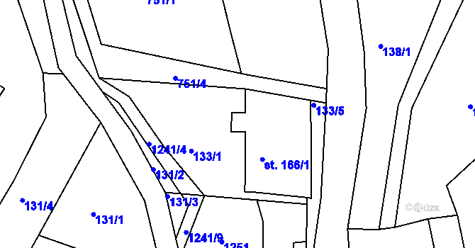 Parcela st. 166/2 v KÚ Hartmanice u Poličky, Katastrální mapa