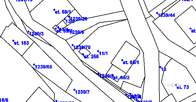 Parcela st. 11/1 v KÚ Hartmanice u Poličky, Katastrální mapa
