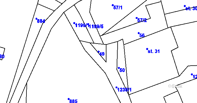 Parcela st. 49 v KÚ Hartmanice u Poličky, Katastrální mapa